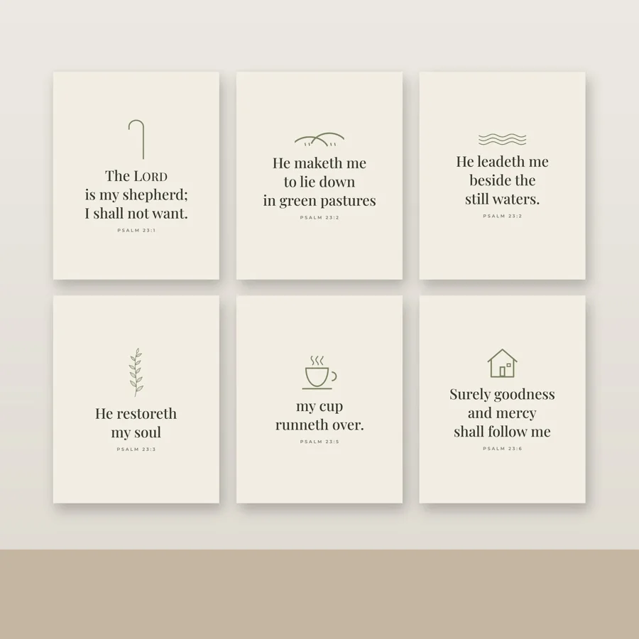 Psalm 23 Gallery Wall Print Set of 6 (KJV)